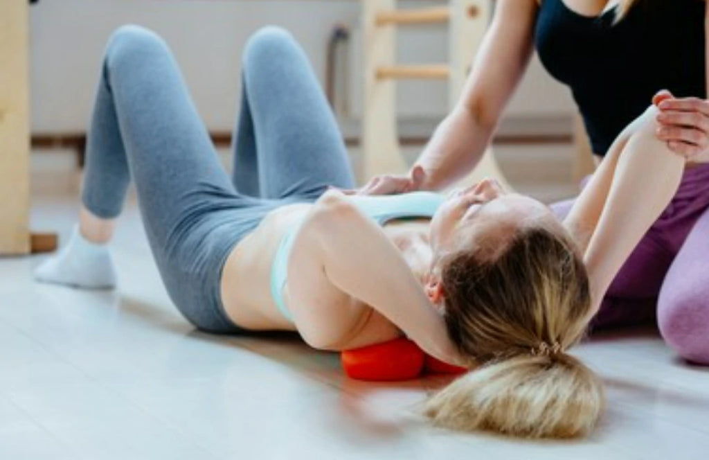 massage back with lacrosse ball
