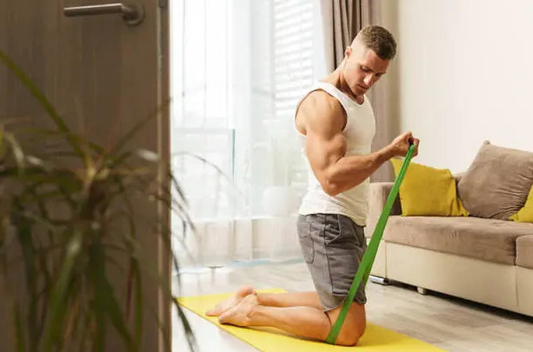 10 Squat with Row and Bicep Curls with Resistance Band