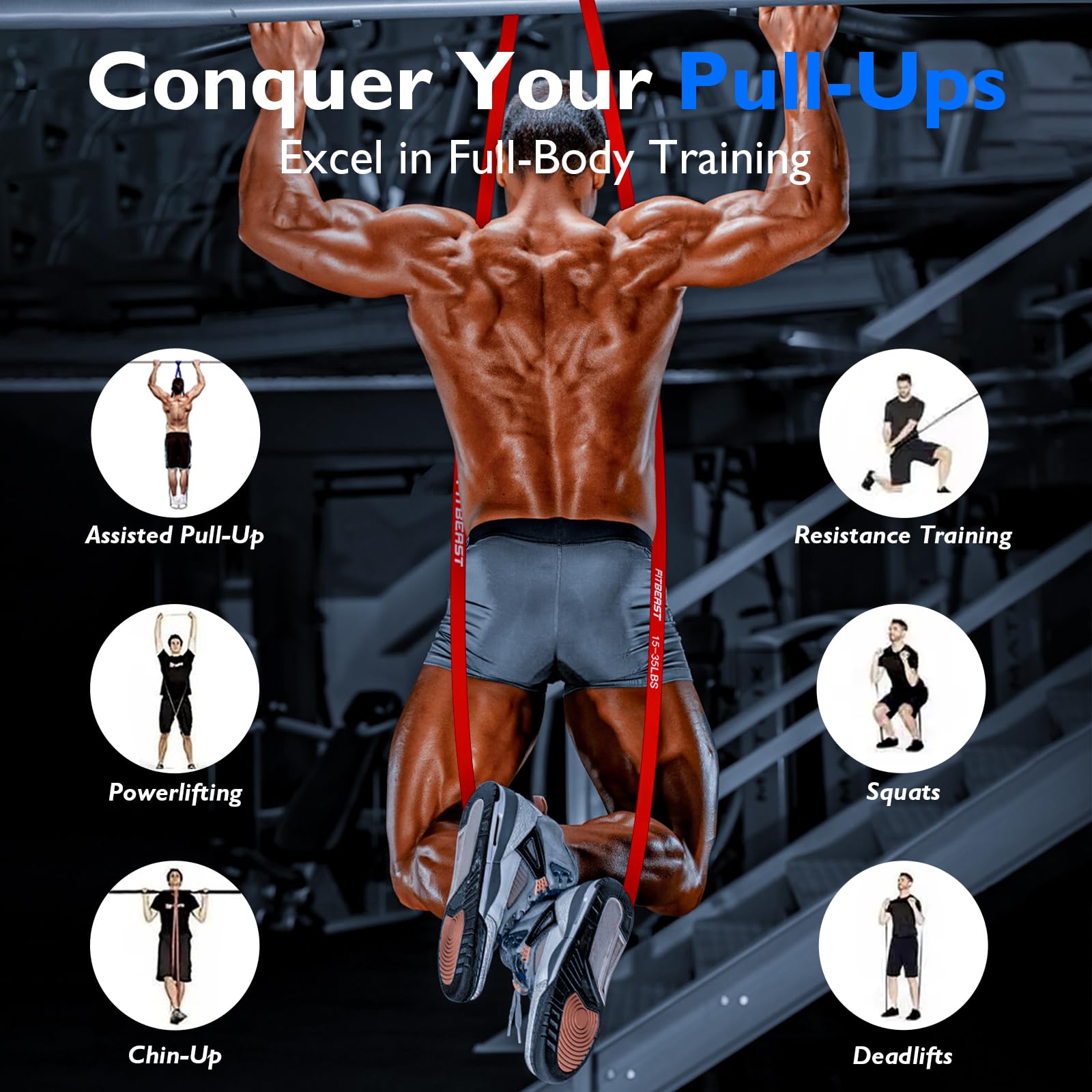 Creating Level Pull FitBeast Resistance Bands Set, 3 Different Levels, Pull Up Assist Band