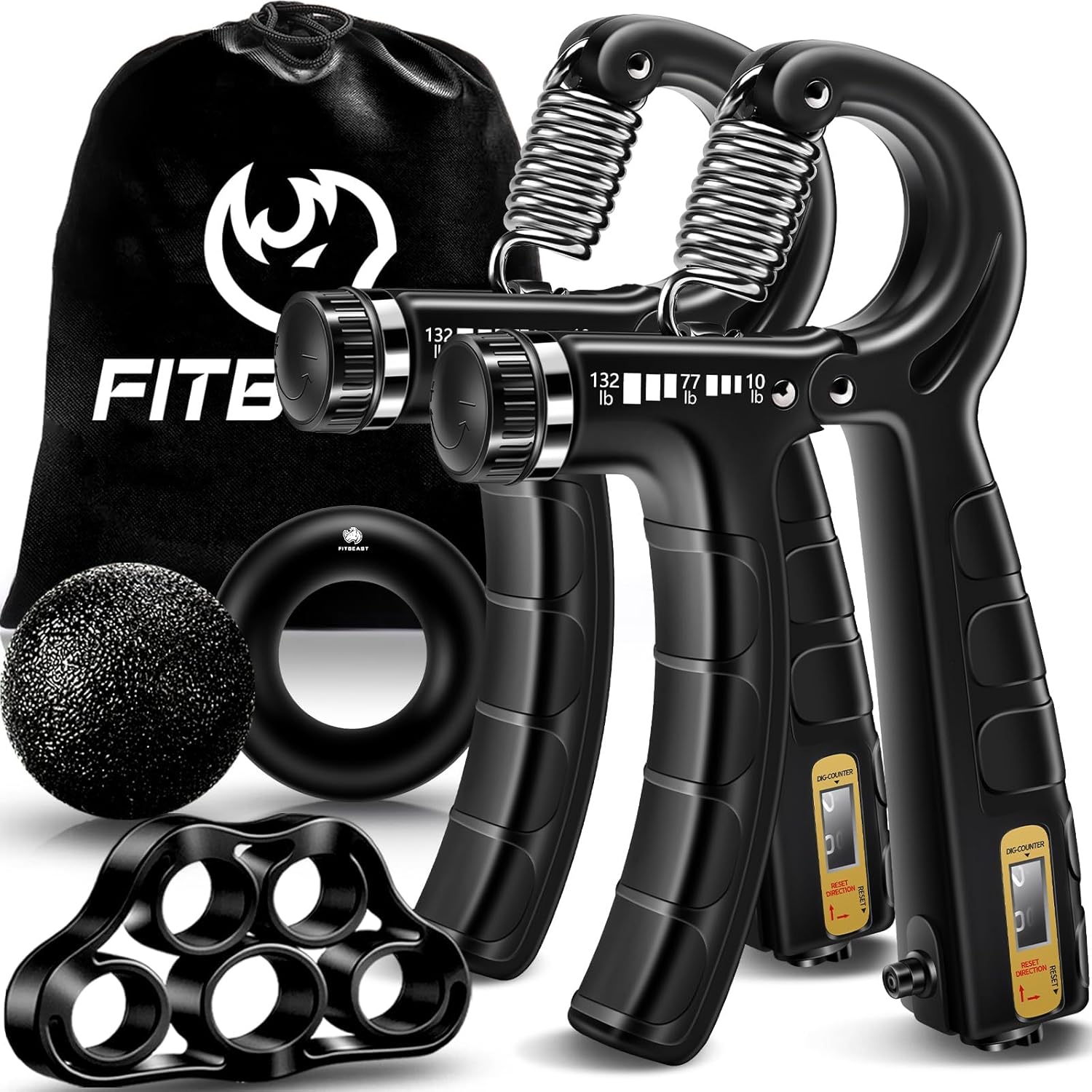 Hand Grip Strengthener Workout Kit 2 Forearm Grip Adjustable Resistance Hand Gripper Finger Stretcher Grip Ring & Stress Relief Grip Ball Athletes