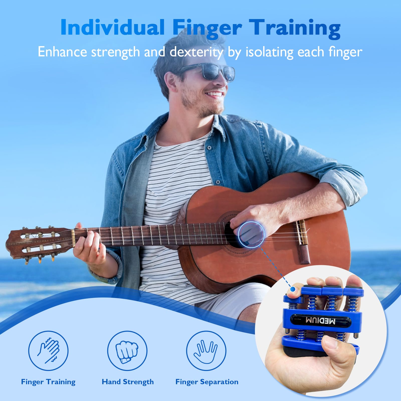 Finger Therapy FitBeast Finger Strengthener - Adjustable For Hands Grip Strength Trainer