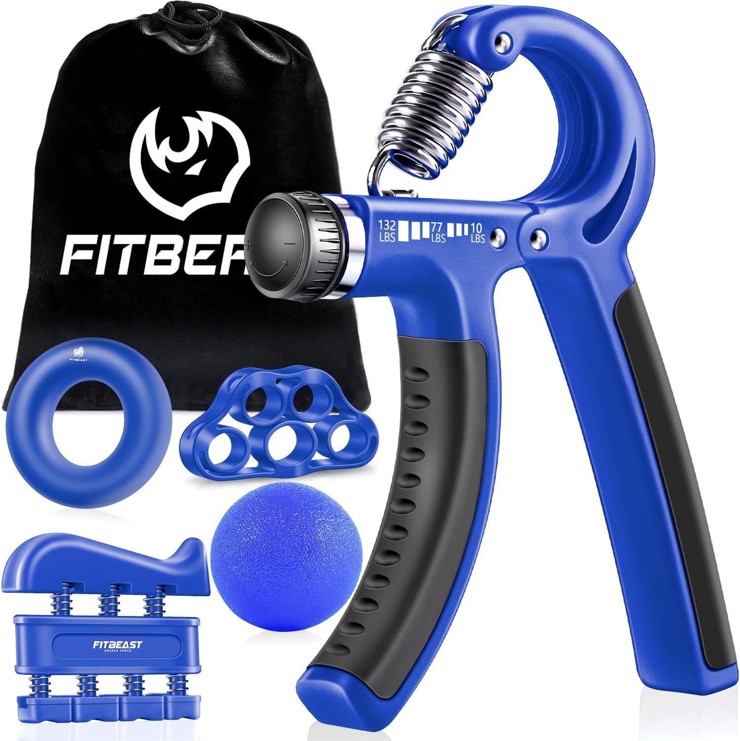 Adjustable Hand Grip Strengthener Workout Kit Navy Blue
