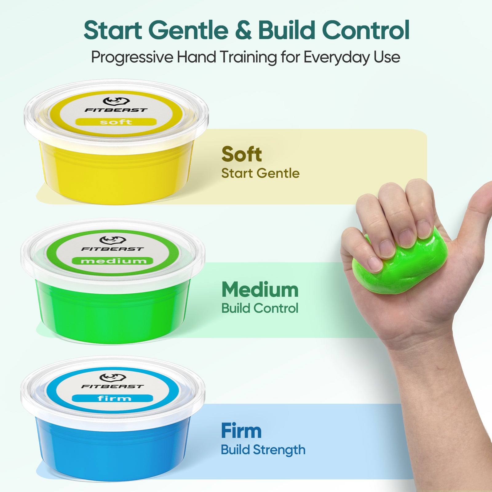 FitBeast Flex Therapy Bars and Therapy Putty Set, Hand Therapy and Gri