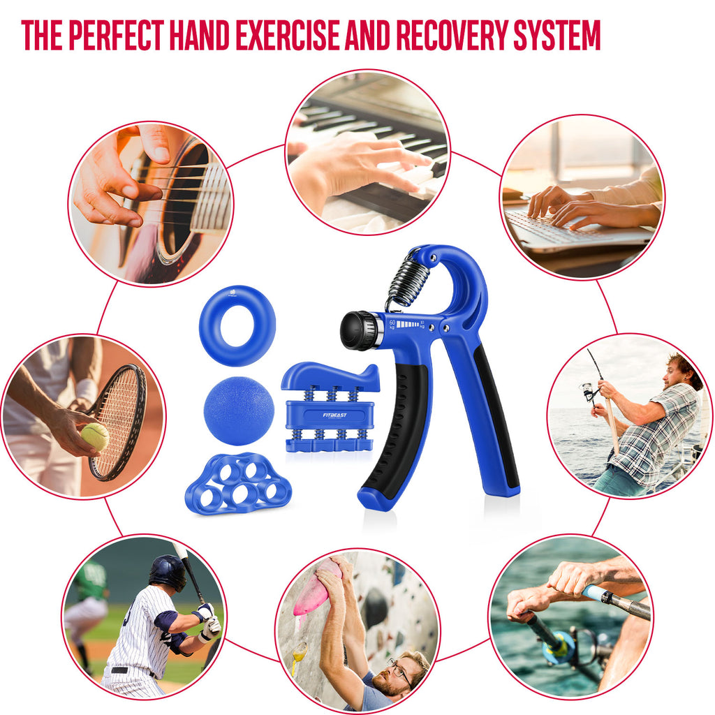 FitBeast Adjustable Hand Grip Strengthener Workout Kit (5 kg to 60 kg) - Navy Blue
